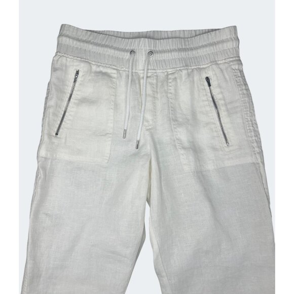 Athleta Cabo Lily Linen Jogger Pants White Size 6 Elastic Waist Lightweight - Picture 8 of 15